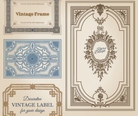 Set of Decorative vintage frame vector graphics 05