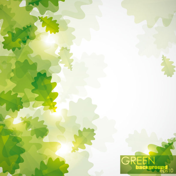 green background with leaves vector 04