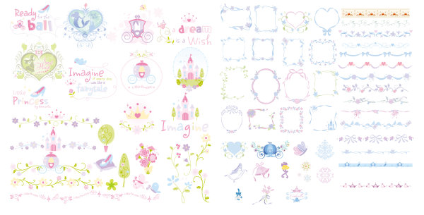 Cute lace Frames and Borders vector set