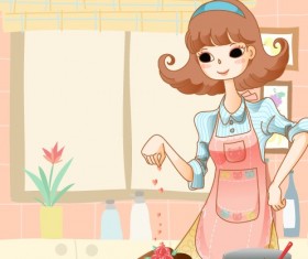 Elements of Romantic cartoon Lovers vector set 13