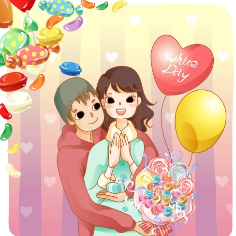 Elements of Romantic cartoon Lovers vector set 20 free download