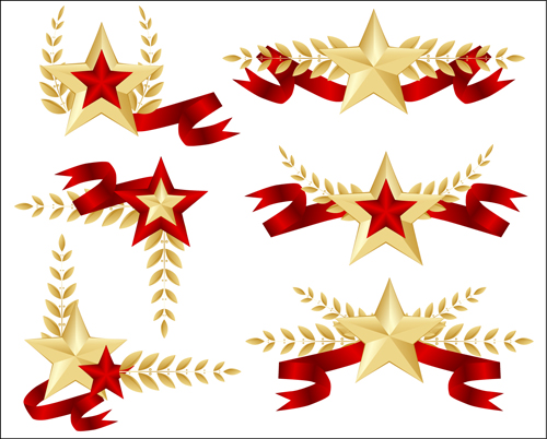 Festival elements of 23 february and stars design vector 03