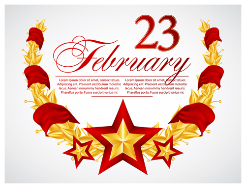 Festival elements of 23 february and stars design vector 04