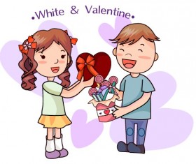 Elements of Romantic cartoon Lovers vector set 05