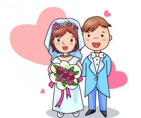 Elements of Romantic cartoon Lovers vector set 06