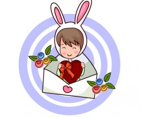 Elements of Romantic cartoon Lovers vector set 07