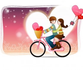 Elements of Romantic cartoon Lovers vector set 09