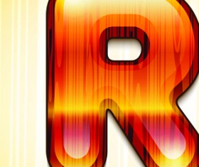 wood styled of Alphabet vector graphic 18