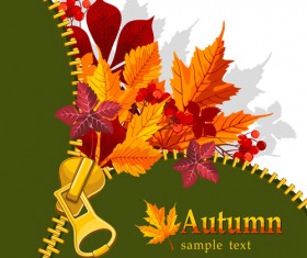 Autumn elements and gold leaves background vector 04