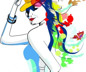 Beautiful of Fashion Girls vector graphic 02
