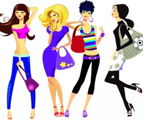 Beautiful of Fashion Girls vector graphic 03