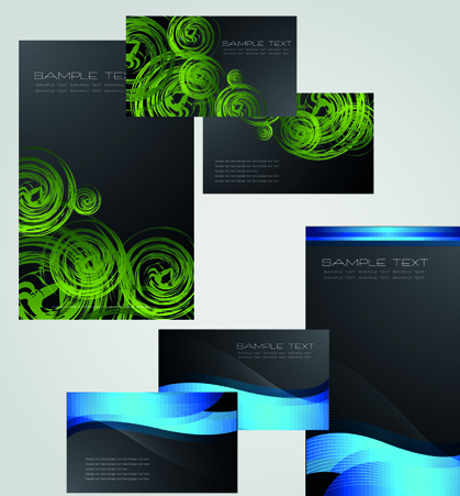 Business cards and brochure covers design vector 04