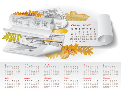 Set of Creative Calendar 2013 design vector 01