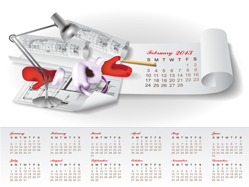 Set of Creative Calendar 2013 design vector 02