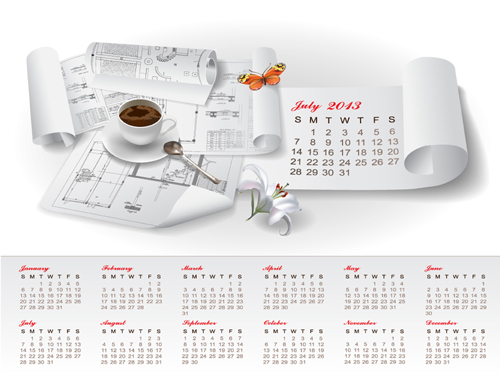 Set of Creative Calendar 2013 design vector 05