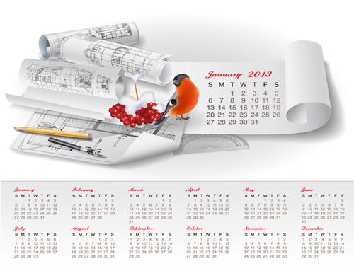 Set of Creative Calendar 2013 design vector 09