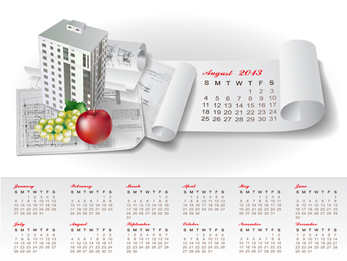 Set of Creative Calendar 2013 design vector 12