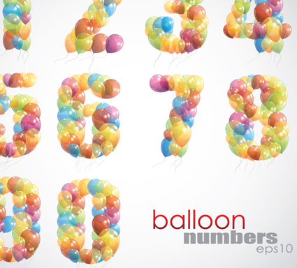 Colorful balloon Consisting of alphabet with numbers vector 02