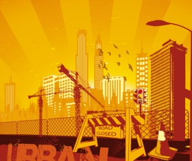 Set of Abstract Construction background vector 02