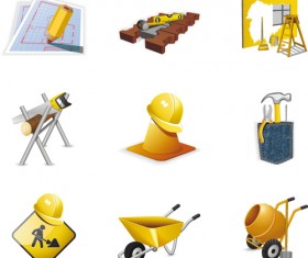 Various Builders Icons mix vector set 01
