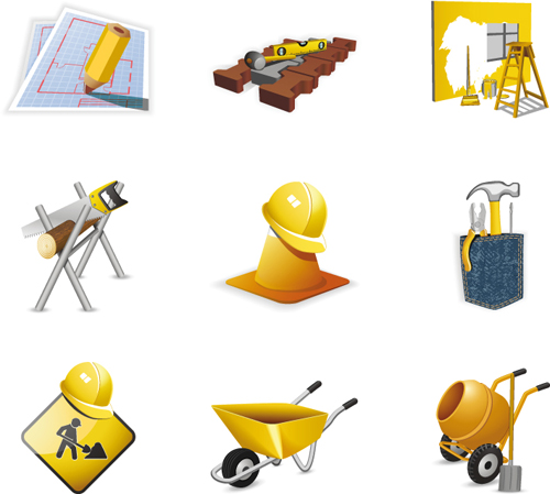 Various Builders Icons mix vector set 01