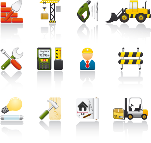 Various Builders Icons mix vector set 03