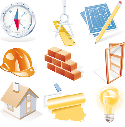 Various Builders Icons mix vector set 04