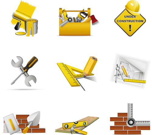 Various Builders Icons mix vector set 05