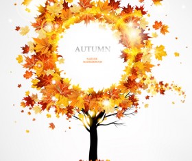 Creative Autumn leaves figures vector background 03