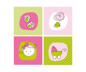 Cute cartoon baby elements mix vector set