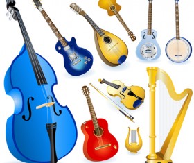 Different String Instruments elements vector set
