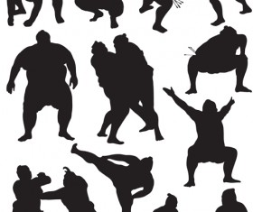 Different sumo Silhouettes vector