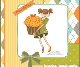 Elements of Cute baby cards background vector 01