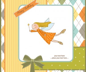 Elements of Cute baby cards background vector 02