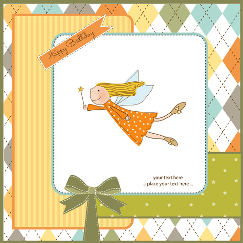 Elements of Cute baby cards background vector 02