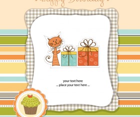 Elements of Cute baby cards background vector 03