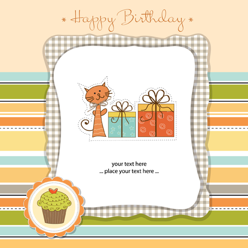 Elements of Cute baby cards background vector 03