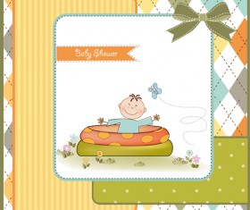 Elements of Cute baby cards background vector 04