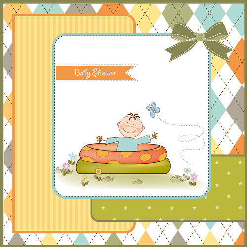 Elements of Cute baby cards background vector 04