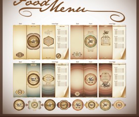 Elements of Food menu cover design vector 01