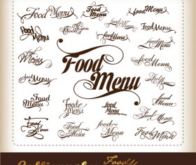 Elements of Food menu cover design vector 02