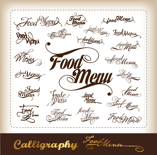 Elements of Food menu cover design vector 02