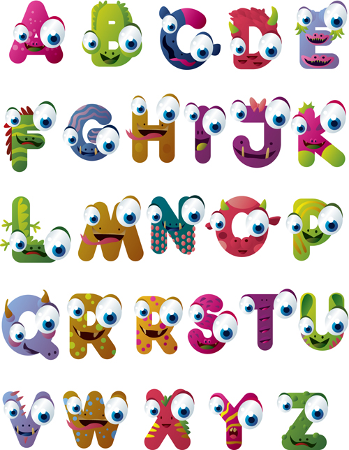 Elements of Funny Alphabet vector graphic