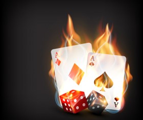 Flame elements Casino cards vector graphics 01