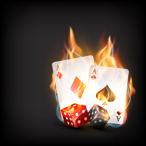 Flame elements Casino cards vector graphics 01