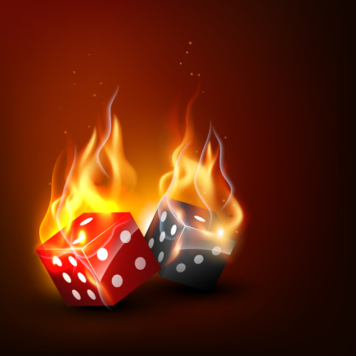 Flame elements Casino cards vector graphics 04