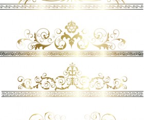 Floral Gold Ribbons Borders vector set
