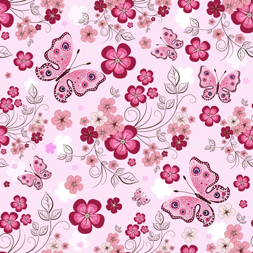 Vivid Flower pattern design vector graphic 01