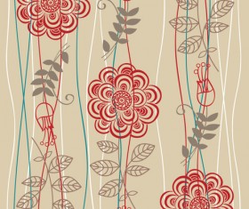 Vivid Flower pattern design vector graphic 04