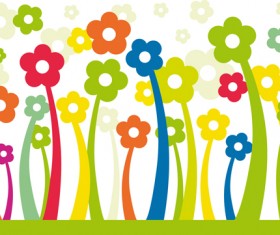 Different cartoon flower mix design vector 02